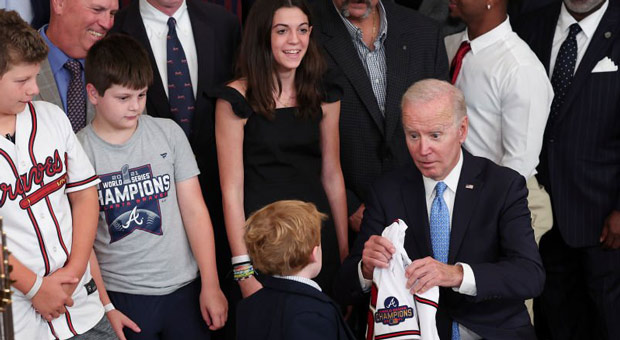 Biden While Hosting Atlanta Braves at WH: 'Everybody under 15, Come Here'