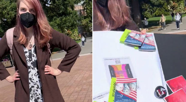Trans Activist Goes BALLISTIC at Turning Point USA Group Get the F--k off My Campus, You Nazi