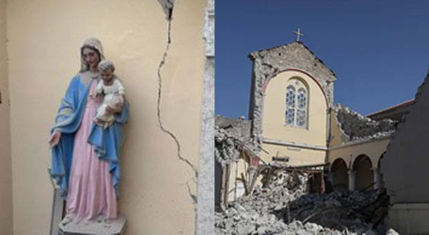 Virgin Mary Statue Only Effigy to Survive Cathedral Collapse during Earthquake in Turkey