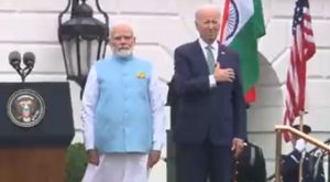 Biden Slowly Lowers His Hand from His Heart When He Realizes They-re Playing Indian National Anthem