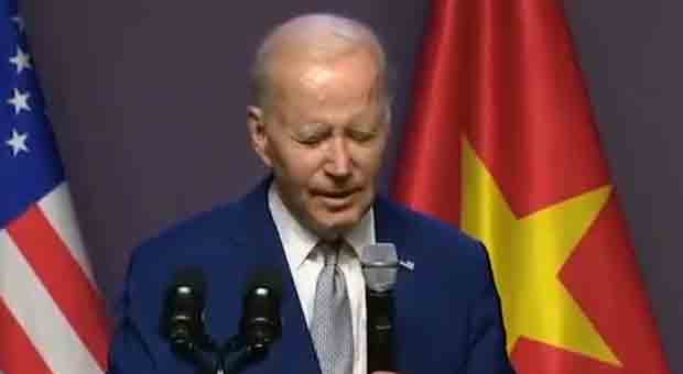 Biden's Handlers Interrupt His Rambling Vietnam Speech Mid-Sentence